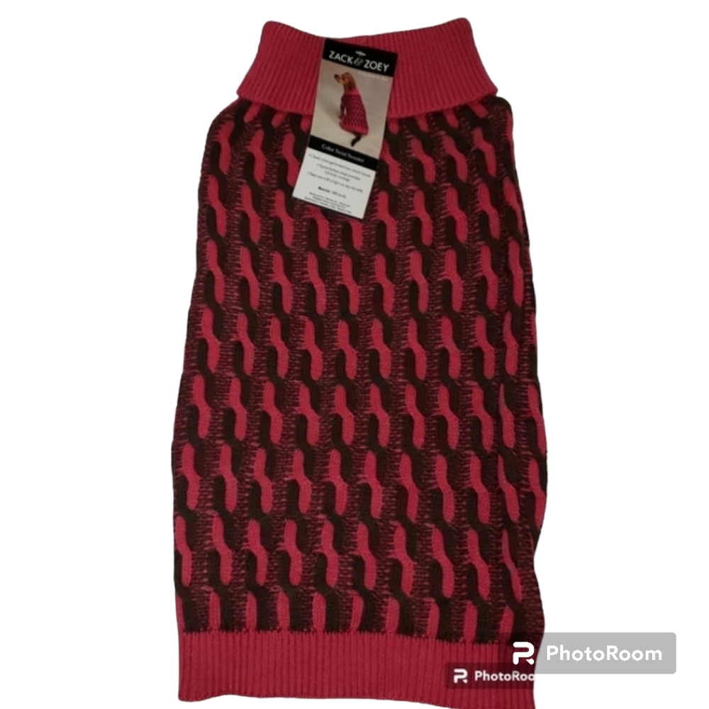 Zack & Zoey Color Twist Pullover MEDIUM Dog Sweater Pink/Black Cozy Petcore NWT